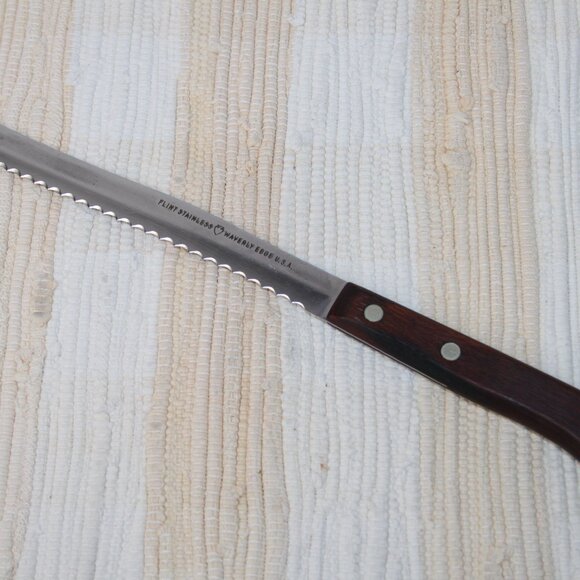 VTG FLINT ARROWHEAD STAINLESS WAVERLY EDGE SERRATED CUTTING STEAK KNIFE 8" BLADE - Picture 2 of 14